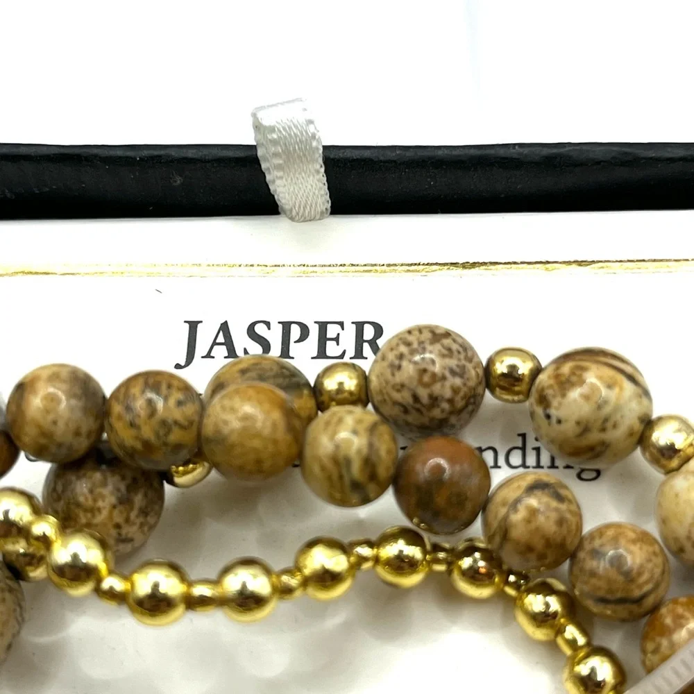 Elegant Gold and Brown Beaded Bracelet Set Stackable Stretch Bracelets